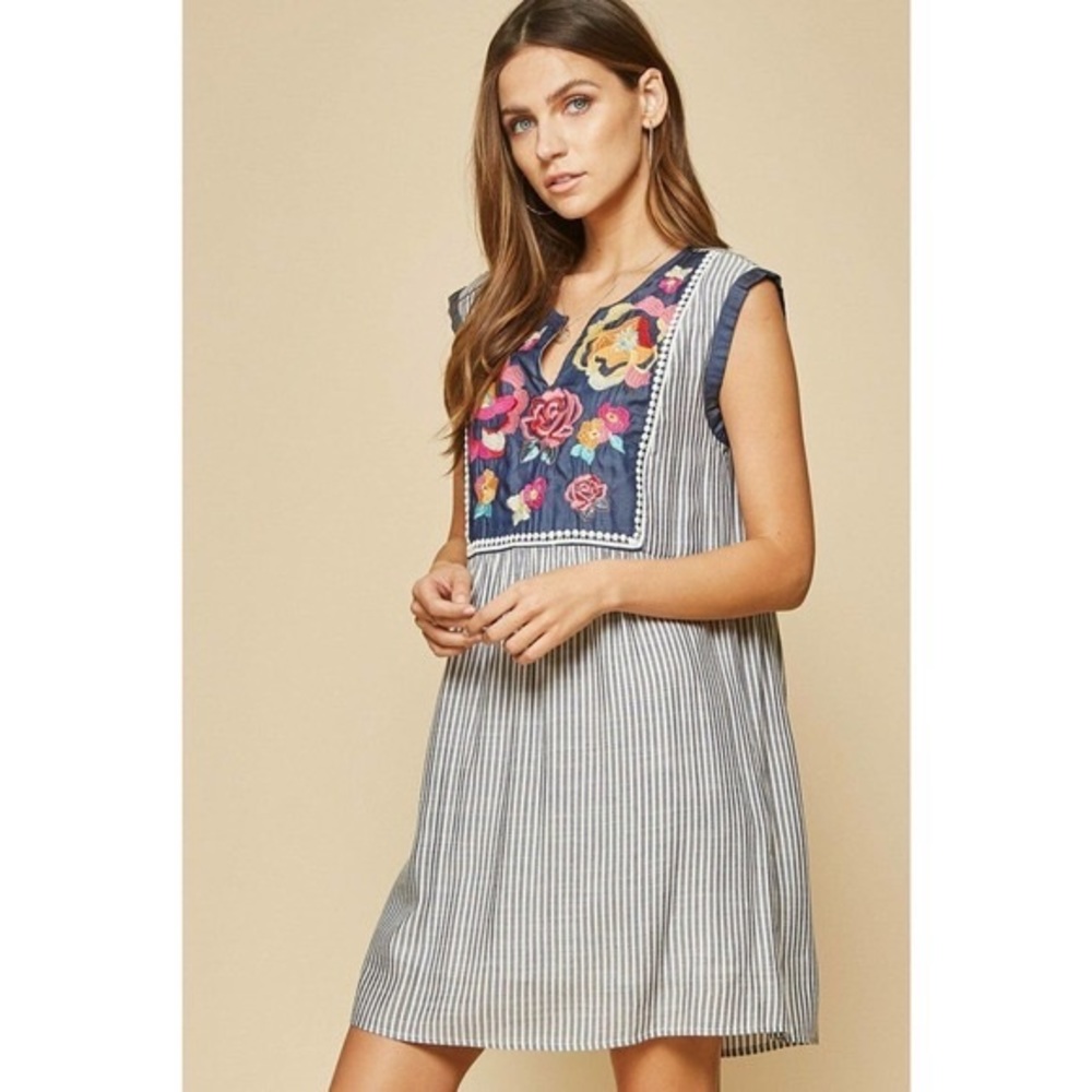 SOLD Andre by Unit embroidered mini dress